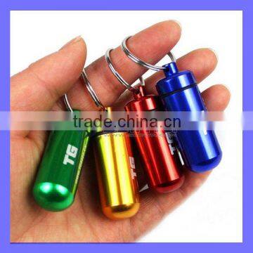 20ml Capacity 48mm Long Mini Cute Outdoor Gadgets Mini Metal Pill Box Bottle Novelty Keychain