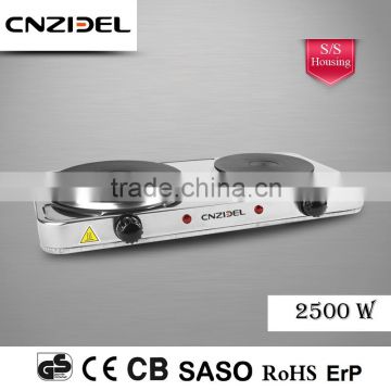 Cnzidel stainless steel cover double burner 2500w power plate