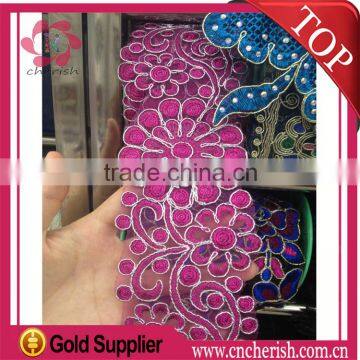 Wholesale african lace with big red embroidery bulk lace for dress