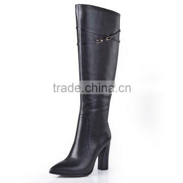 Chunky High Heel Women Boots Oem Leather Dress Boots Lambskin Leather High Women Boots photo-2