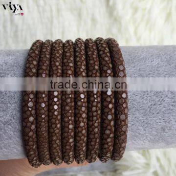 Genuine Luxury 6mm Brown Stingray Leather Skin Cord 5mm for custom brand jewelry