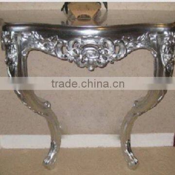 Silver carved wooden console table I0015-1