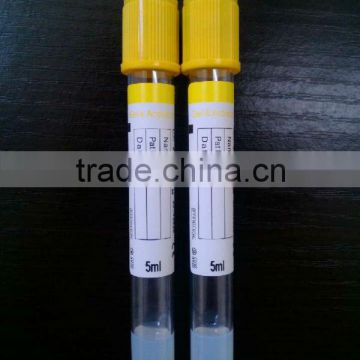 yellow top gel and clot blood collection tube