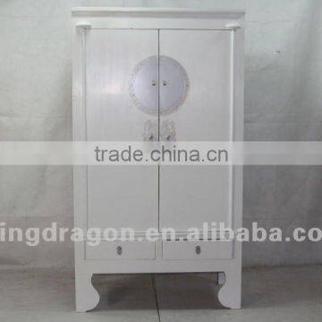 Chinese Antique Furniture Shanxi Pine Wood White Two Drawer Two Door Cabinet photo-1