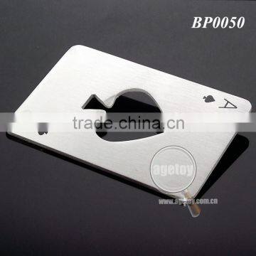 Promotion Beer Gifts Spades A Printed Brushed Stainless Steel Metal Playing Card Shaped Poker Bottle Opener photo-4