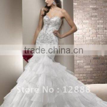 Ivory Organza Silver Decoration Sweetheart Mermaid 2013 Wedding Dre