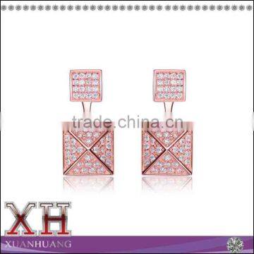 Factory Wholesale Price Silver Cubic Zirconia Square Stud Earrings