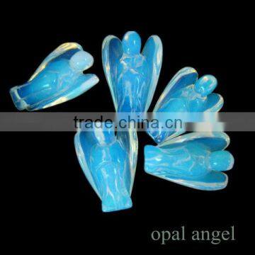 2inches Semi Precious Stone Opal Cement Angel Statue