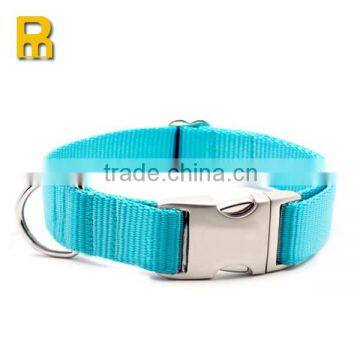 Blue color pet dog collar with metal buckle