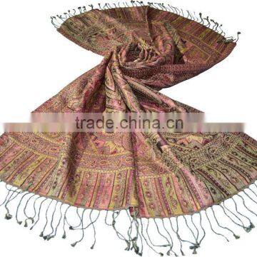 Wool Silk Interwoven Jacquard Shawls and scarves