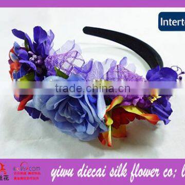 Vivid Multicolor Flower and Mesh & Lace Decorated Hairband