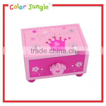 Pink crown wooden storage box mini storage drawer