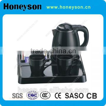 hotel amenities supplier electric plastic kettle 1.2L with melamine tray set                        
                                                Quality Choice