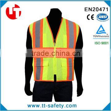American Europe Style Polyester Mesh High Visibility Lime Green/yellow Safety Reflective Jacket photo-4