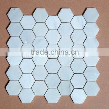 Statuary White 3 inch hexagon mosaic tile patterns for kitchen