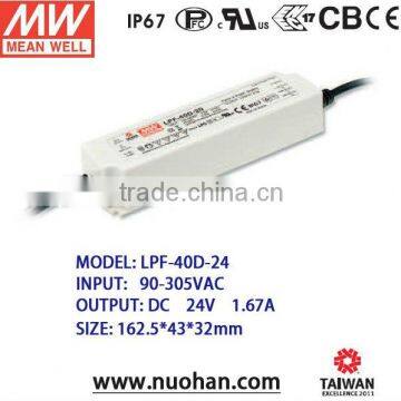 Mean Well led driver 24v/40W 24V Single Output Switching Power Supply /LED Driver 40w/dimmable led driver 24v