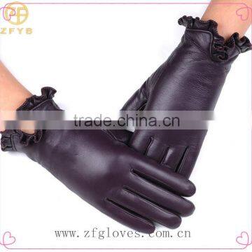 Fashion lady leather gloves for touch screen