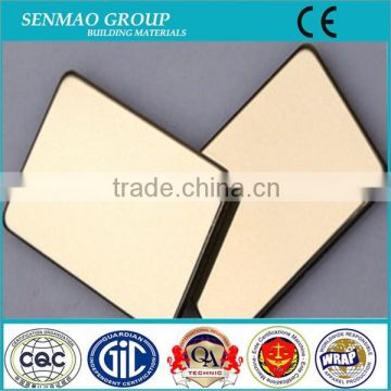 golden mirror coated composite panel aluminum laminated board, outdoor plastic panel, decorative exterior wall panel