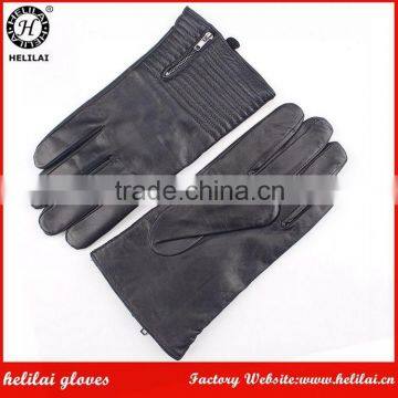 Helilai Customized Quilted and Zipper Cashmere Lined Man Leather GLove photo-3