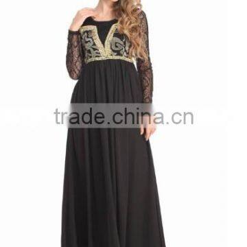 2015 women's New embroidery Silk Long dress