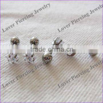 Star Zircon Stainless Steel Cartilage Tragus Earring Piercing Jewelry [ET-155]