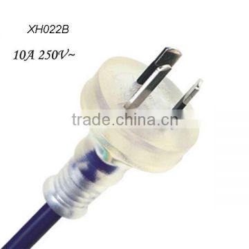 AU standard power cord with SAA apporoval with clear 3 pin plug