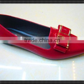 2015 casual shoes Female pointy shoes flat sole shoes red color