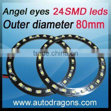 64mm Car Led Angel Eyes Headlight 24 SMD LED Ring Light White