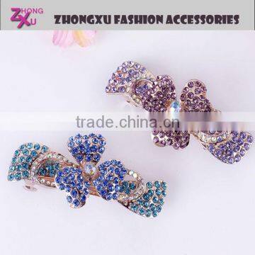 latest hot sale ladys custom rhinestone flower spring hair clips