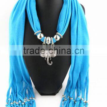 custom latest design fashion new women elephant animal pendant necklace jewelry scarf