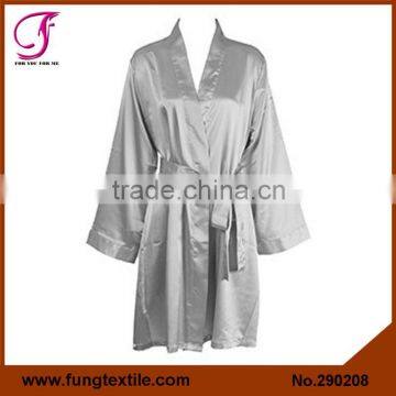 290208 New Style Short Plain Silk Robe