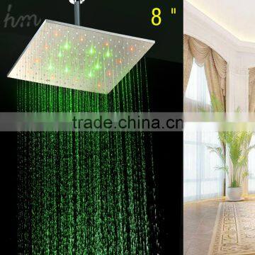 hot sale square multi-color temperature control rainbow bath shower raninfall shower head
