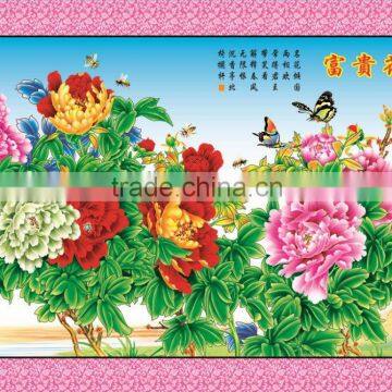 Traditional Mum Flower Cross Stitch Painting Chinese Writing Wallpaper Murals photo-3
