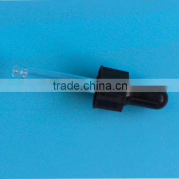 18-400 glass dropper with glass pipette, black bulb, plastic cap