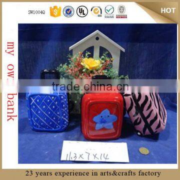 wholesale ceramic travel suitcase unopenable coin piggy bank