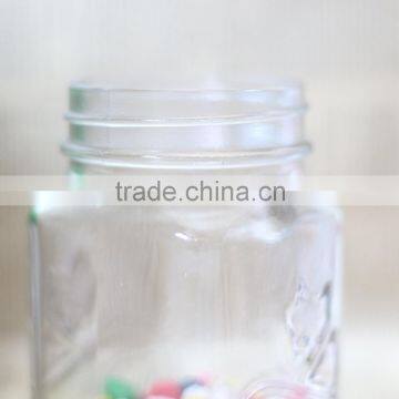 High Quality Clear Empty Round Glass Mason Jar With Golden Screw Cap Wholesale