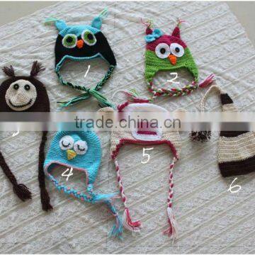 New Arrivals boutique wholesale warm Owl hats for cute baby