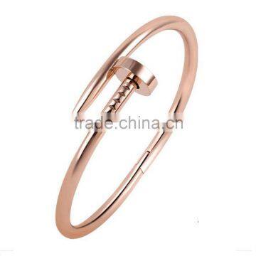 Lastes Fashion Rose Gold Stainless Steel Cuff Bangles Loop Clasp Bangle Bracelet
