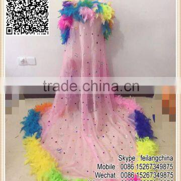Beautiful Kids Costume Colors Turkey Feather Boa Tropsch Skirt For Cosplay Party photo-2