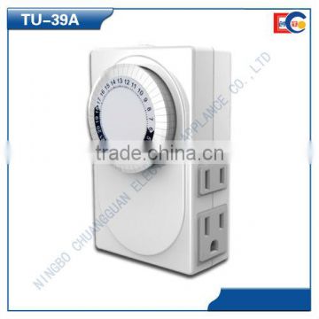 USA double plug outlet with programming timer clock