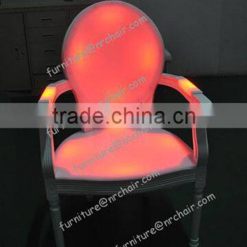 shanghai wholesale event rental wood furniture acrylic LED lighting arm chairs