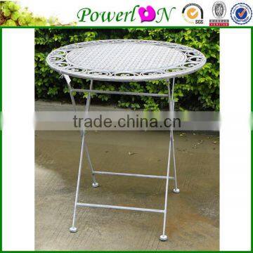 Folding Round White Table and Chairs Wrought Iron