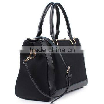 Fashion Women Leather Mix Canvas Bags Crossbody Handbag With Long Strap photo-3