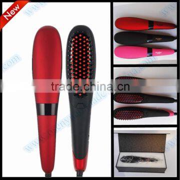 Popular Professional 2 in 1 Ionic Hair Straightener Brush New Arrive with LCD