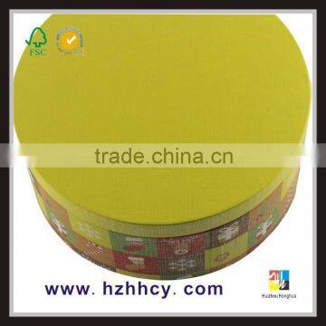 embossed full printed circle round box paper design