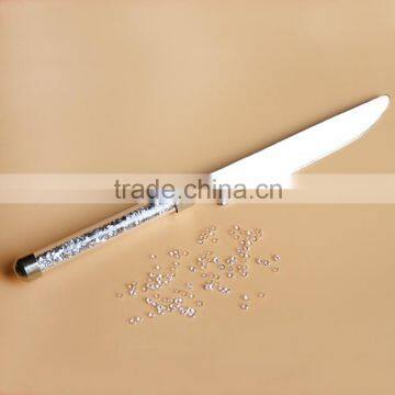 Cheap Elegant Wedding Decorations Recycling Stainless Steel Food Servers Cake Set Cake Knife with crystals diamond