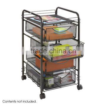 Icegreen Office Use Black Mesh File Cart with 4 Storage Drawers