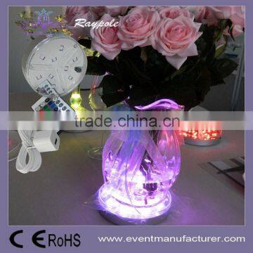 Round 4 inch colorful led centerpiece light base for wedding decoration