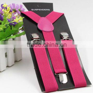 Factory wholesale cheap boys suspenders 2.5*85cm elastic 3 clips-on kids braces