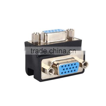 F/F 90 Degree 15 Pin VGA Female To Female Extender Adapter Cord Monitor Connector